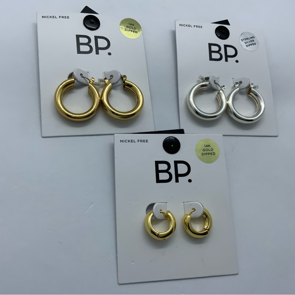 bp Gold and Silver Hoop Earrings Set